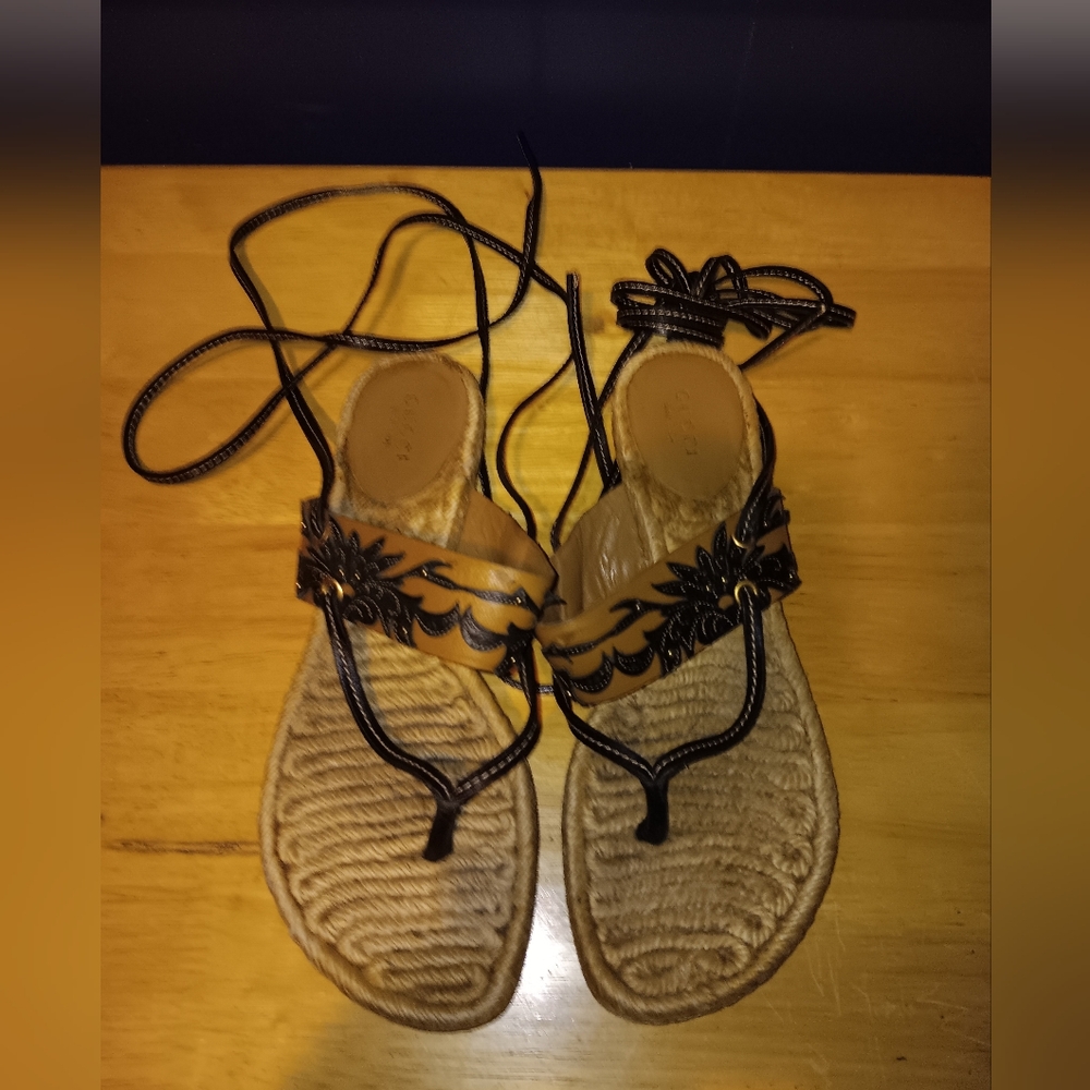 Gucci GG Wrap Tie Sandals Size 37